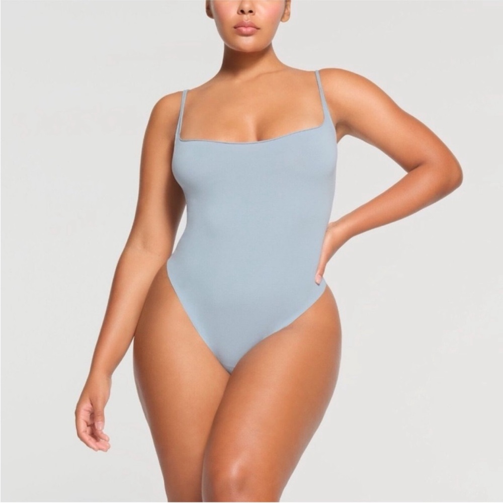 SKIMS Light Blue Square Neck Bodysuit